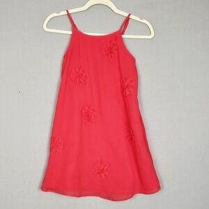 Abercrombie Kids Size 9/10 Applique‎ Floral Crepe Dress Red Summer Coastal Event